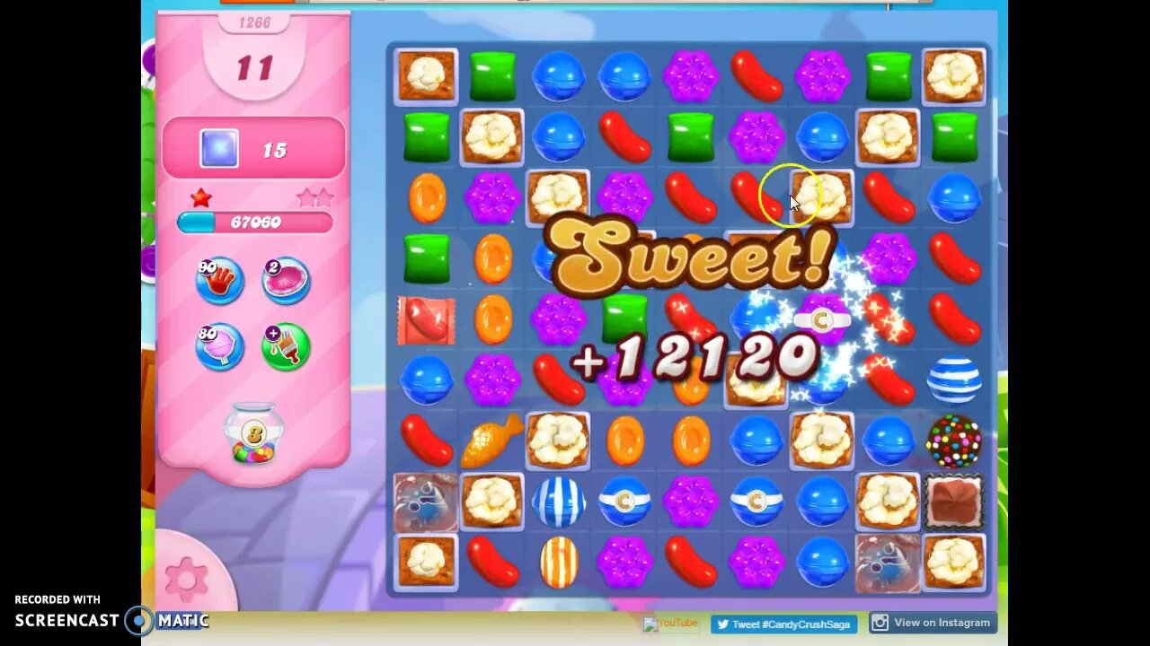 Candy Crush Level 1266 Audio Talkthrough, 1 Star 0 Boosters