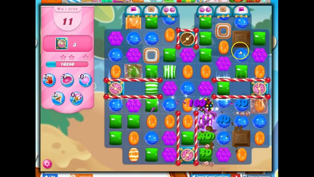 Candy Crush Level 3728 Talkthrough, 18 Moves 0 Boosters