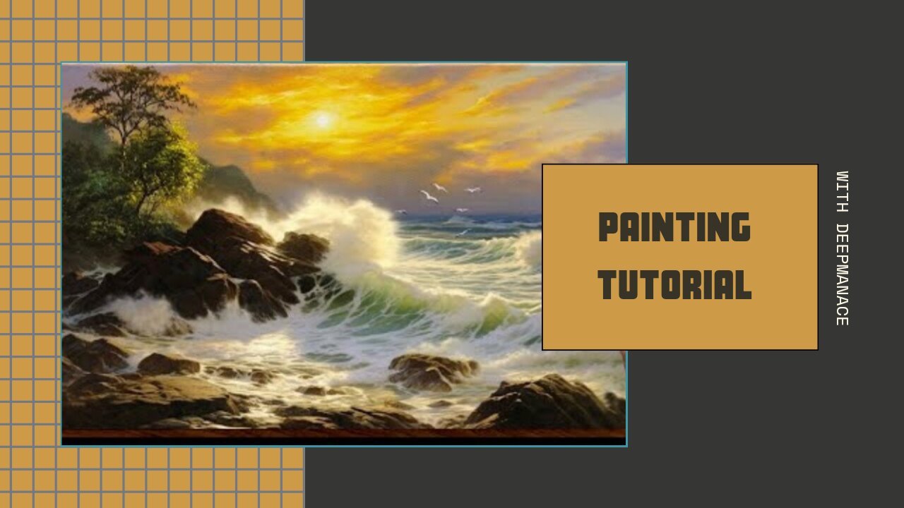 How to draw a coastal landscape - Ocean waves crashing on the shore / Acrylic Painting