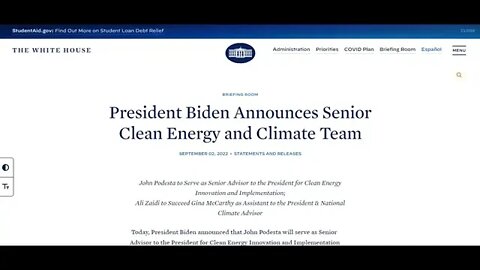 John Podesta Appointed Senior Advisor To President Biden September 3rd 2022!