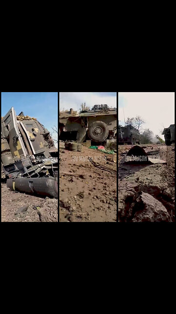 Near Klishchiivka: Ukrainian soldier shows the destroyed armor of the Ukrainian army