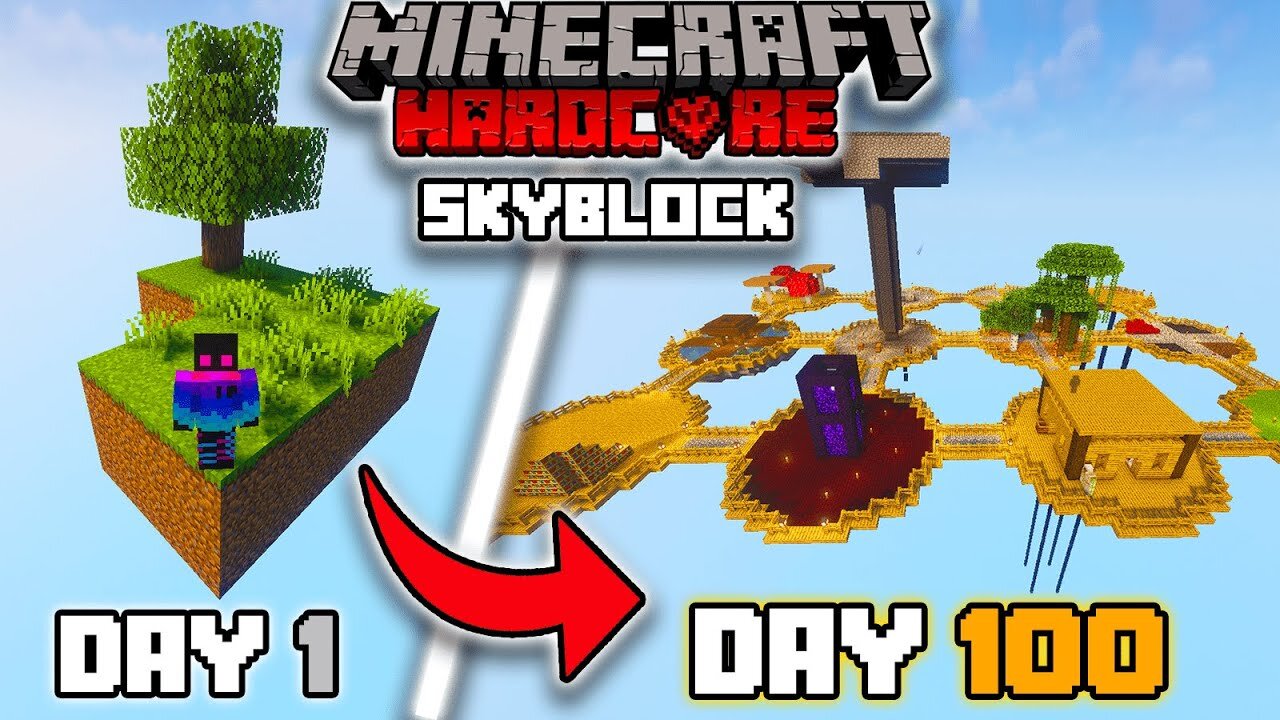 I Survived 100 Days In Minecraft SKYBLOCK Hardcore!!