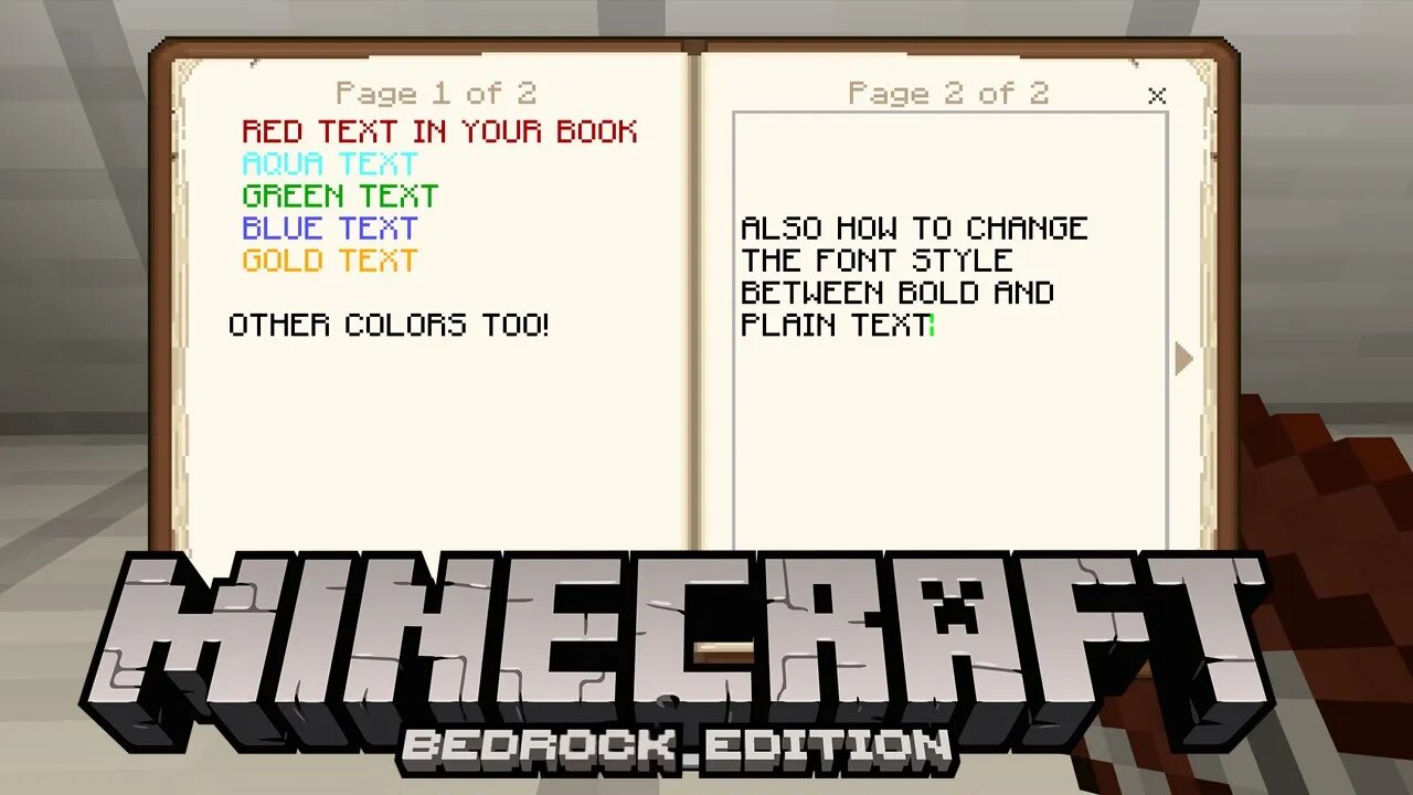 COLORED TEXT FOR BOOK AND QUILL (MINECRAFT BEDROCK 1.16)