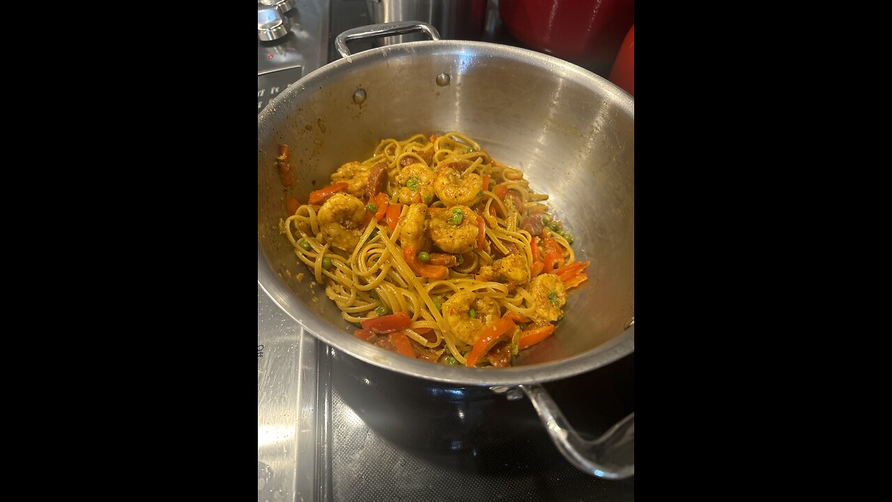 Sausage & Prawn Saffron Linguine