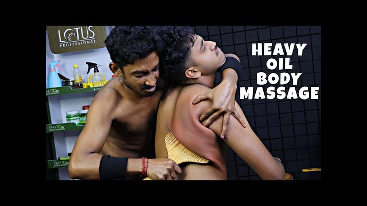 He Received Heavy Oil Massage | Chest Massage by Wooden Tools | Neck Cracking | Head Massage