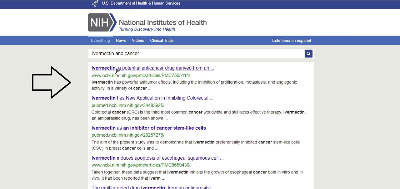 NIH Website Indicates Ivermectin Treats Cancer Too