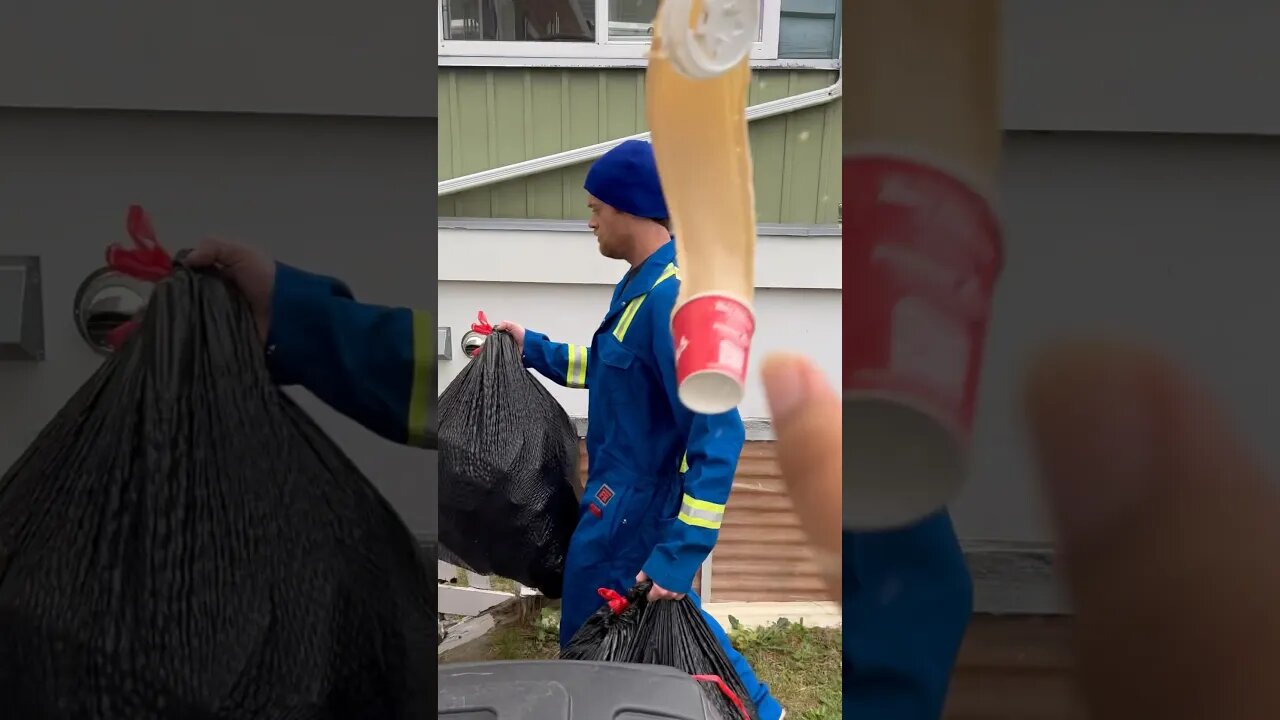 Garbage man gets nailed with coffee ☕️ #yvr #shortsfeed
