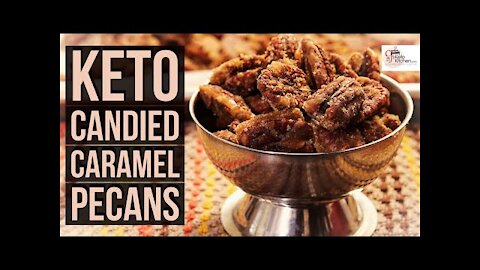 Keto Caramel pecans #Ketosnacks #lowcarbsnacks #sugarfree #candied pecans #ketorecipe