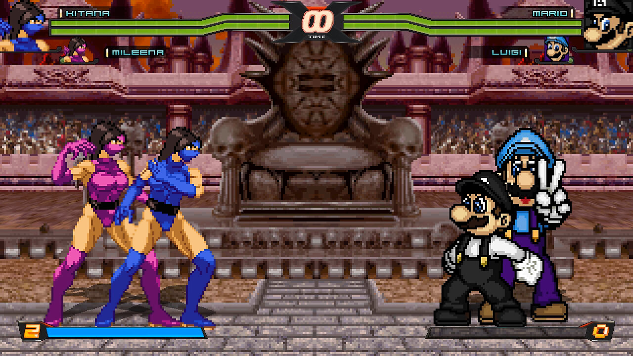 MUGEN - Kitana & Mileena vs. Super Mario & Super Luigi - Download