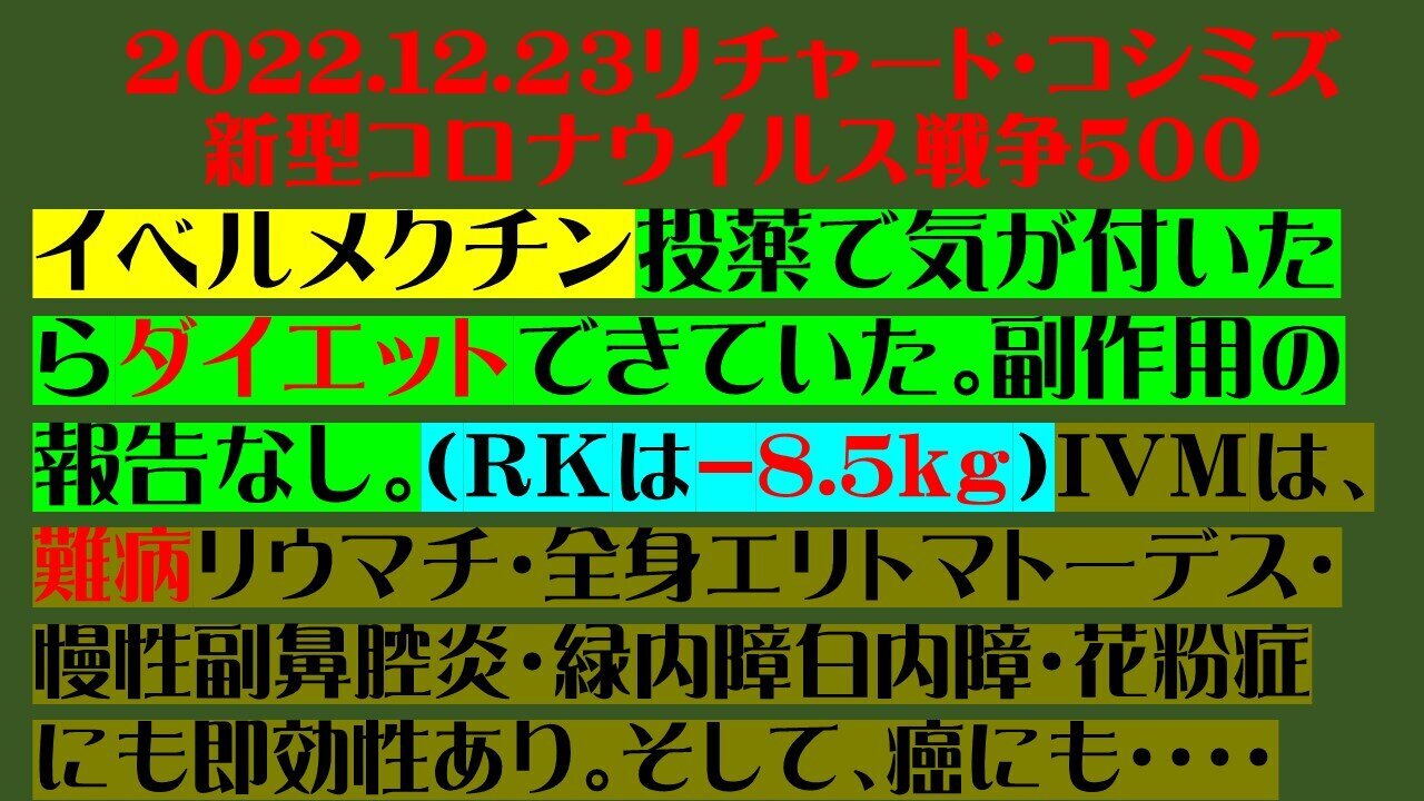 2022.12.23 リチャード・コシミズ新型コロナウイルス戦争５００