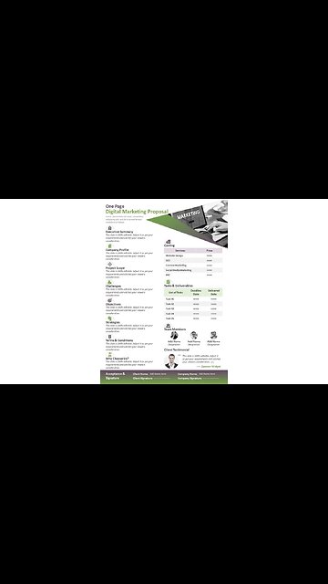 One Page Digital Marketing Proposal PowerPoint Template