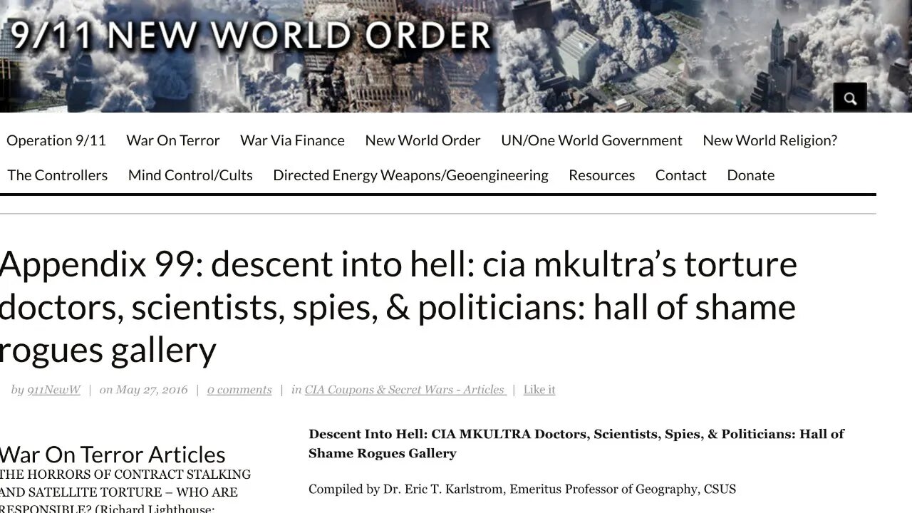 Researcher and Professor Emeritus Eric Kallstrom discusses the MKULTRA mind control program