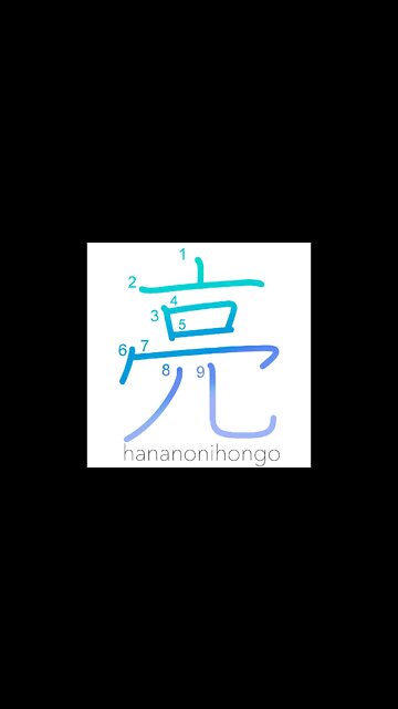 亮 - clear/obvious/apparent/help - Learn how to write Japanese Kanji 亮 - hananonihongo.com