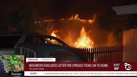 Fire spreads from car to home in Rolando
