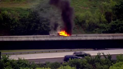 Truck Catches On Fire On Interstate 65