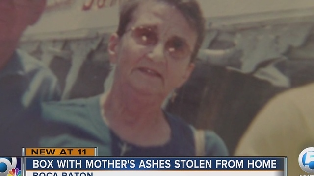 Box with mother's ashes stolen from home