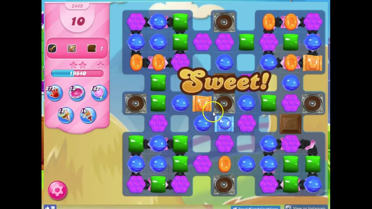 Candy Crush Level 2449 Auido Talkthrough, 2 Stars 0 Boosters