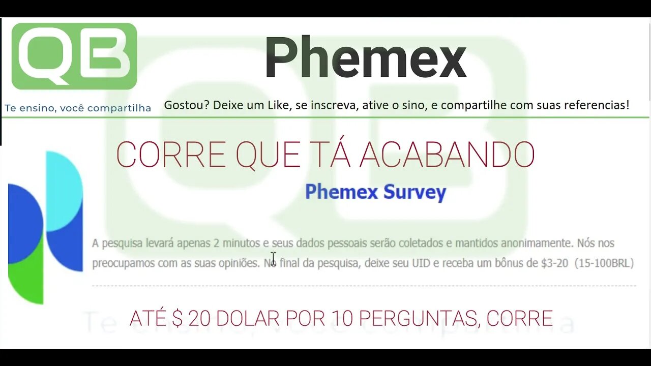 Airdrop - Phemex - Ganhe de 3$ até 15$ para responder este formulário simples.