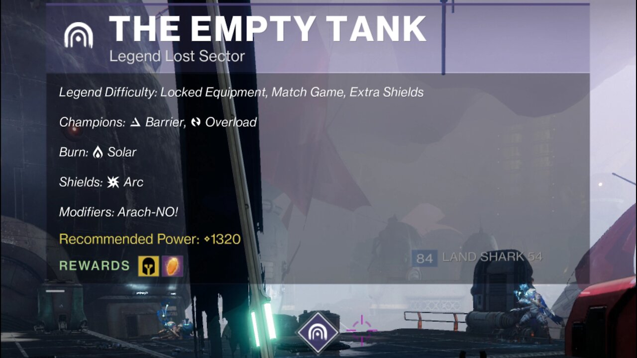 Destiny 2 Legend Lost Sector: The Empty Tank on the Tangled Shore 1-6-22