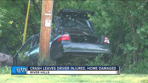 River Hills car crash leaves 1 person injured, home damaged