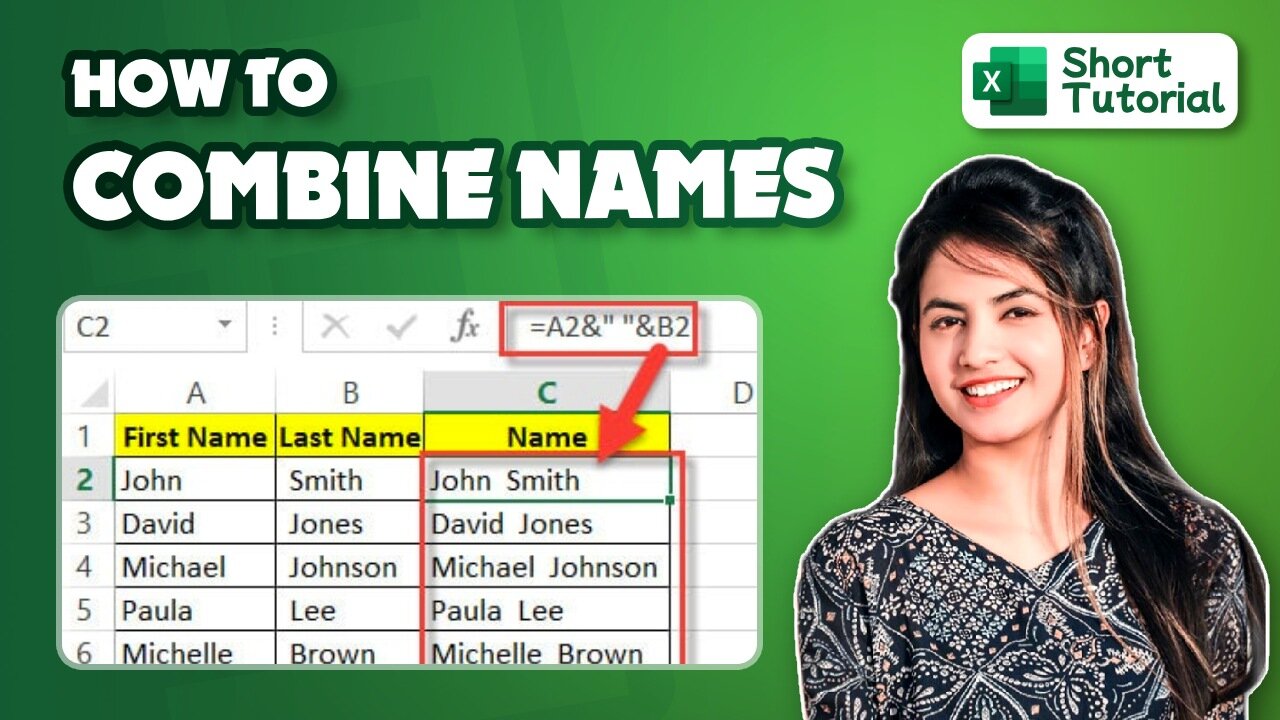 How to combine names in Excel