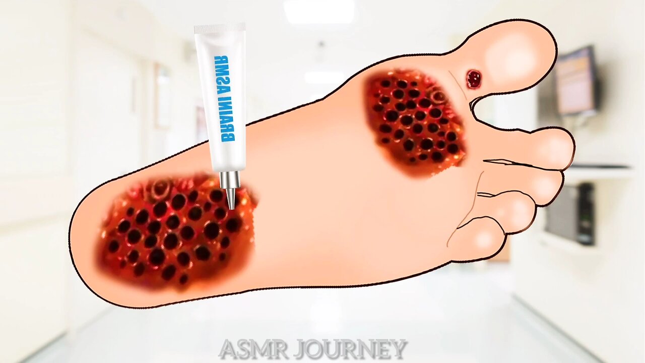 ASMR video for treating feet. Removing ticks and maggots from a dog's feet. ASMR ANIMATION #asmr