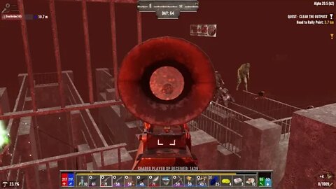 7 Days To Die | Alpha 20 - Darkness Falls| S2.E12-B | Horde Day 63 / base re-work for easy shots.