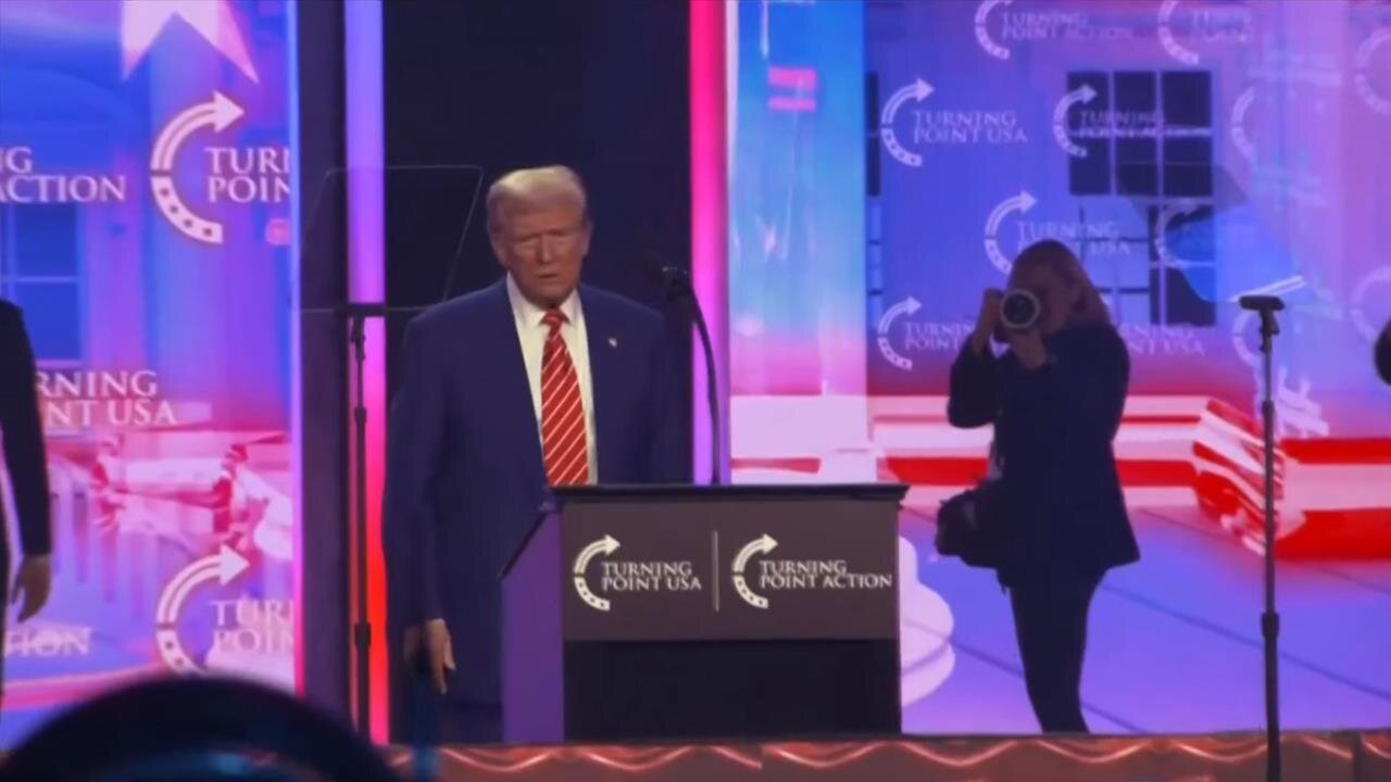 President Donald Trump speaks at Turning Point's America Fest 2024