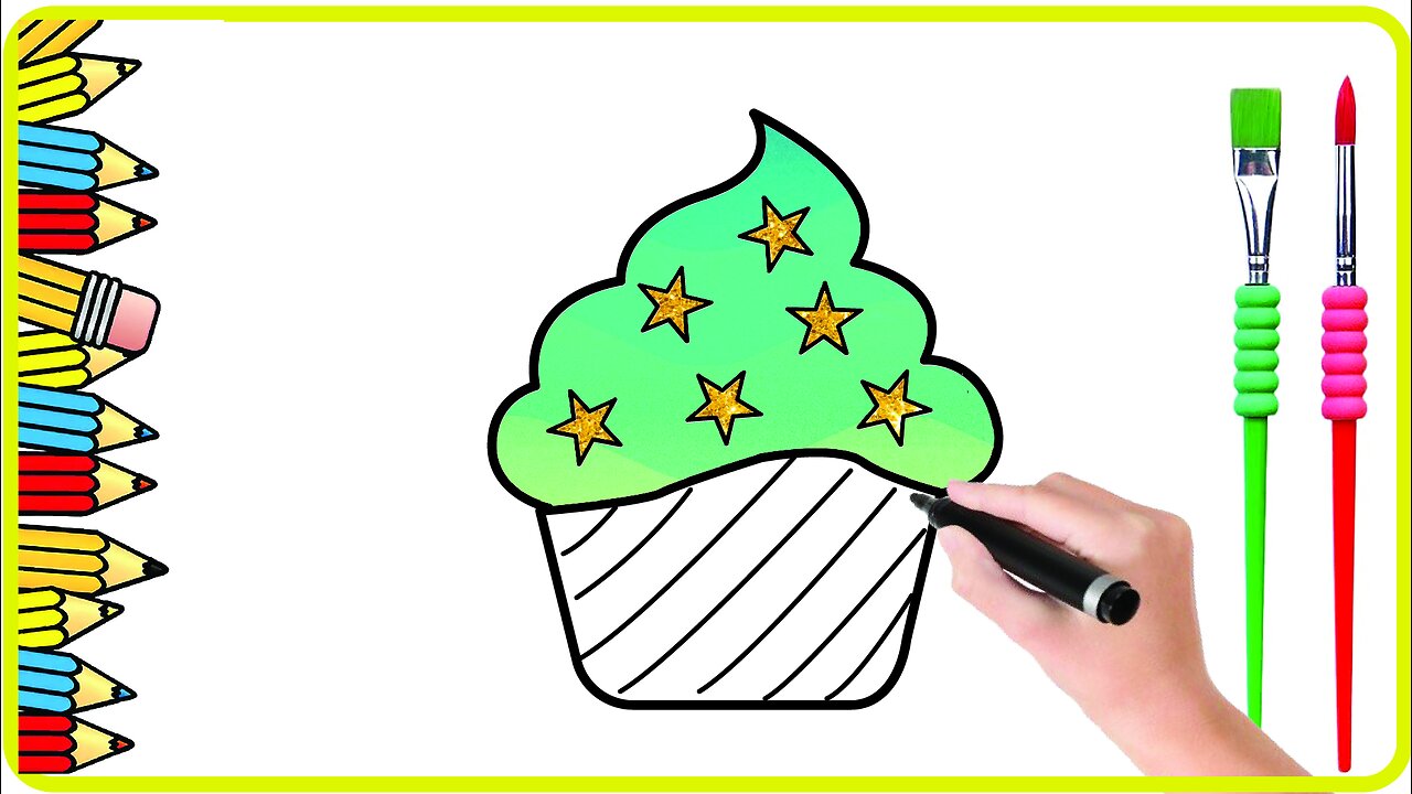 How to Draw & Color a Cupcake: The EASIEST Way for Kids!