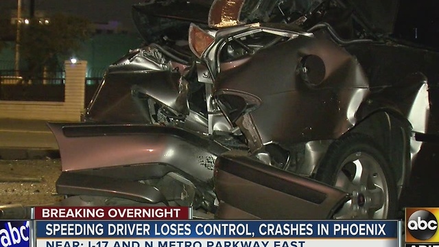 Speeding driver loses control, crashes in Phoenix