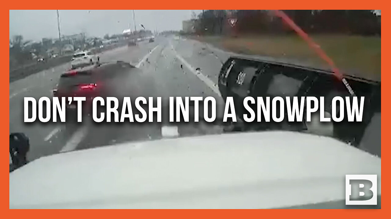 Vehicle Crashes into Snowplow Blade and Spins Out of Control