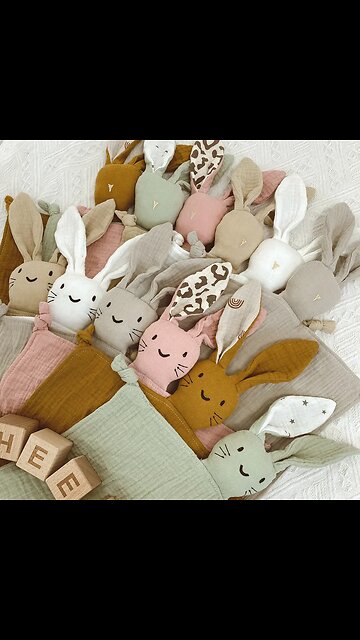 Baby towel | baby towels | Cute Baby Rattle Bunny Muslin Towel