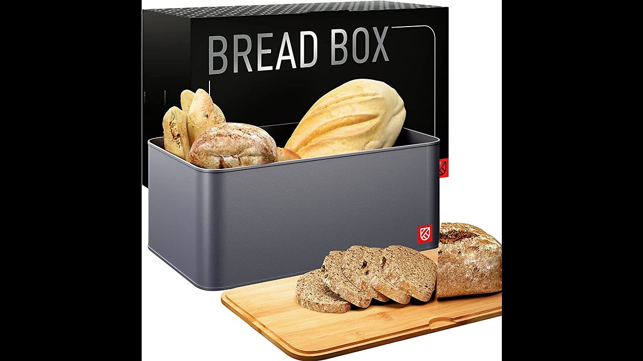 PARANTA Set of 2 Metal Bread Boxes Kitchen Storage Bread boxcontainerBinHome Kitchen Gifts W...