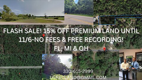 FLASH SALE! 15% OFF PREMIUM LOTS-NO FEES & FREE RECORDING!