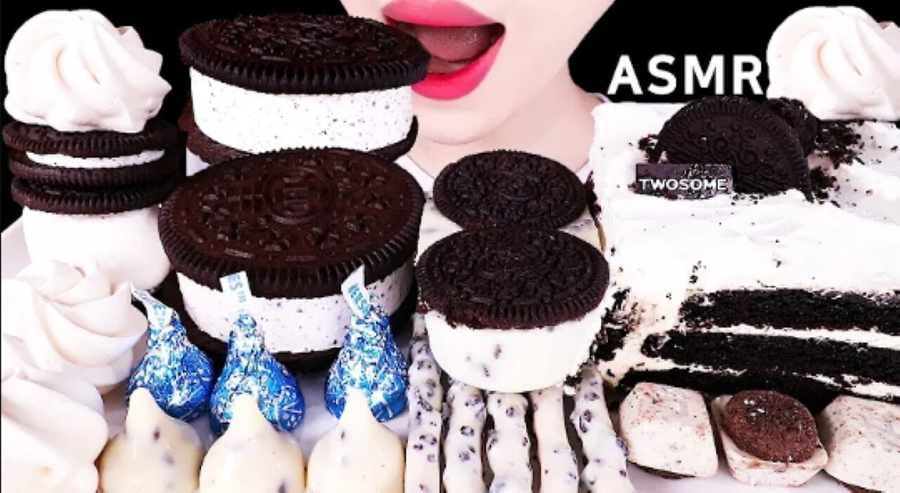 ASMR OREO CHOCOLATE, ICE CREAM, CAKE, MARSHMALLOW, MERINGUE COOKIES EATING SOUNDS MUKBANG 오레오초콜릿먹방