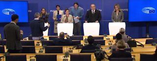 European Parliament holds a press conference Q & A after Pfizer CEO fails to apear