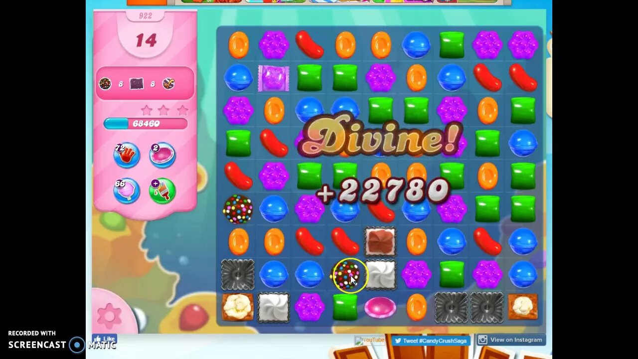 Candy Crush Level 922 Audio Talkthrough, 3 Stars 0 Boosters