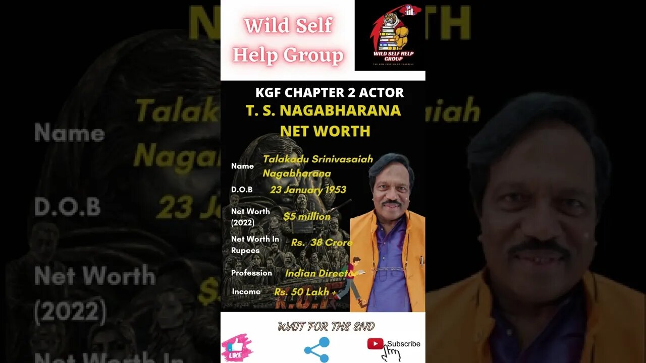 🔥KGF Chapter 2- Actor T. S. Nagabharana Net Worth🔥#shorts🔥#wildselfhelpgroup🔥29 April 2022🔥