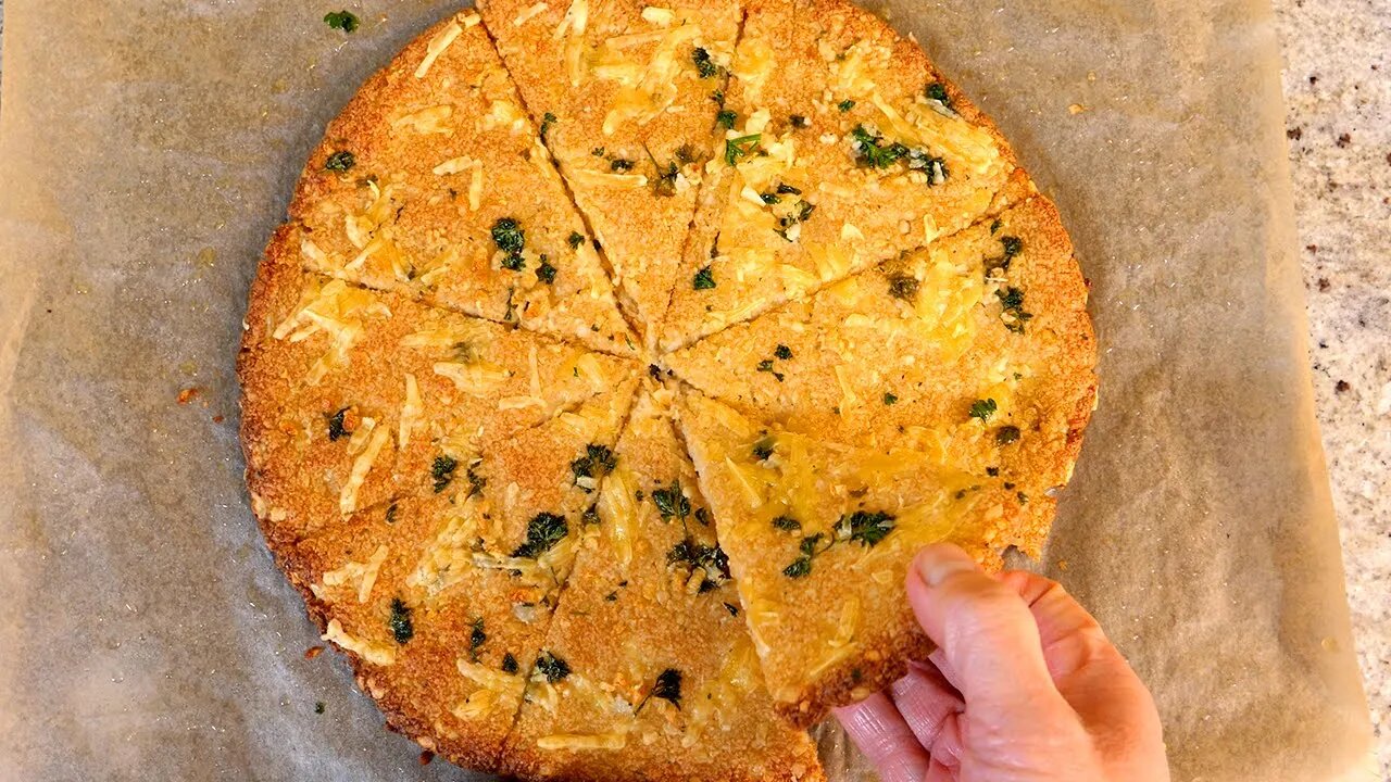 Keto vegan garlic and cheese flatbread