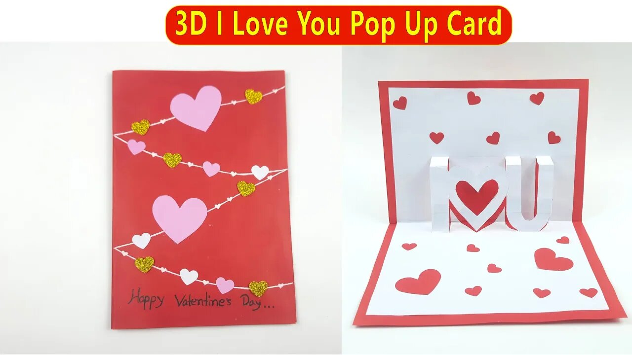 DIY 3D I Love You Pop Up Anniversary Card | Easy Paper Crafts