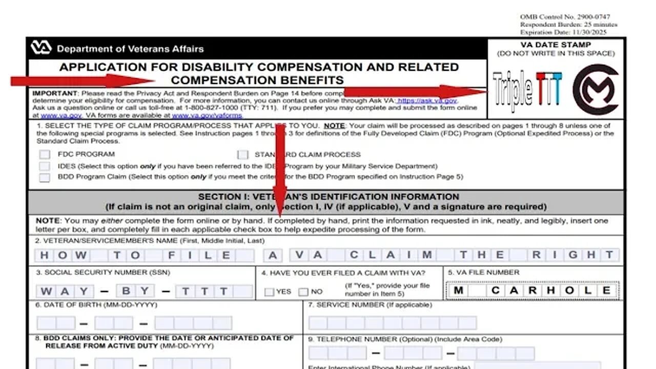 Veterans Panel filling a VA Claim