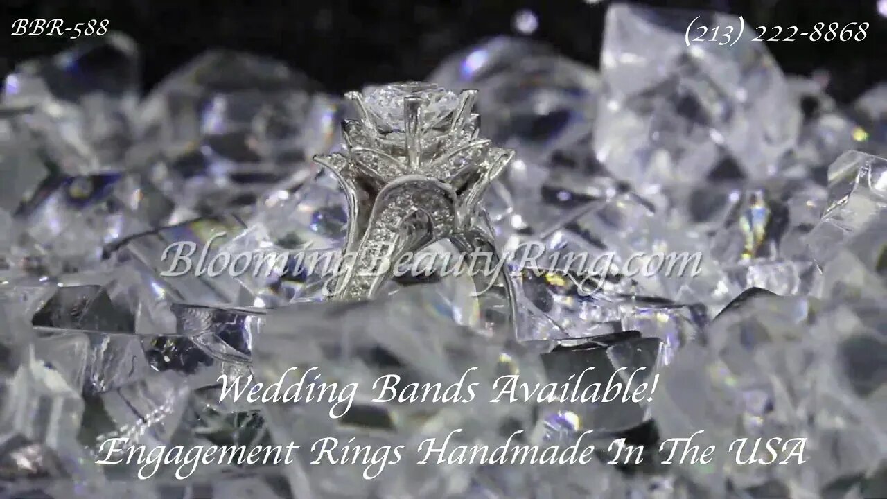 BBR 588 Unique Handmade Diamond Engagement Flower Style Lotus Ring