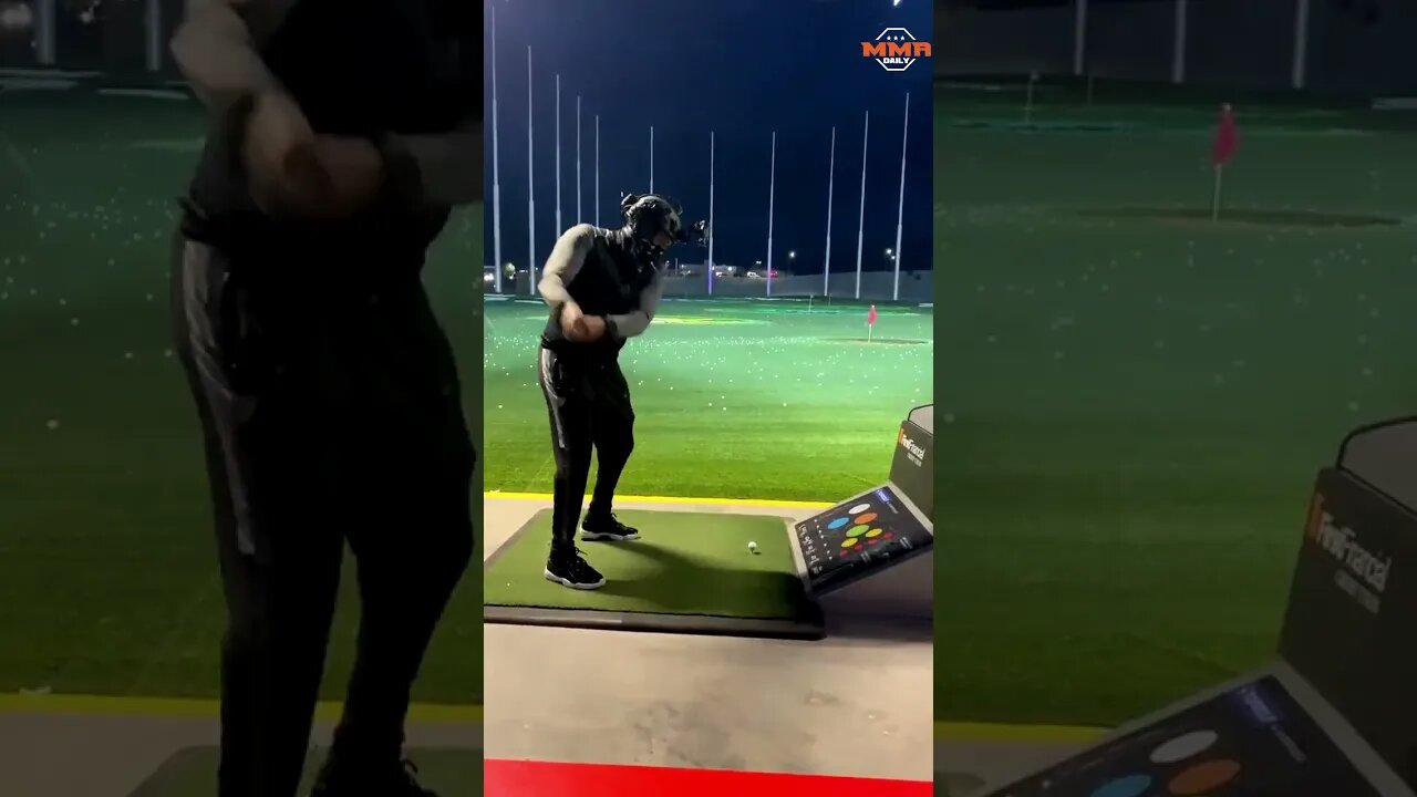 Jon Jones working on his golf swing