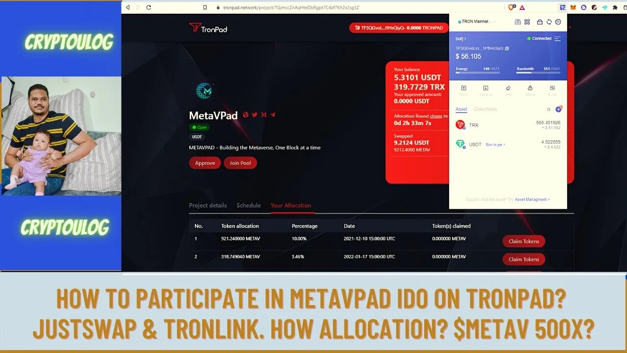 How To Participate In Metavpad IDO On Tronpad? Justswap & Tronlink. How Allocation? $METAV 500X?