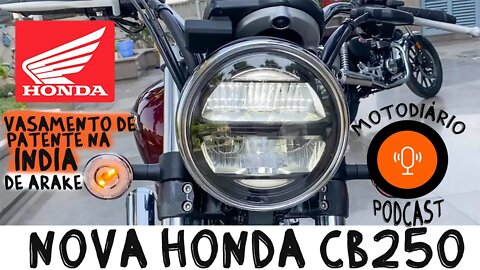 Nova HONDA H`Ness CB 250: Vazamento de Patente