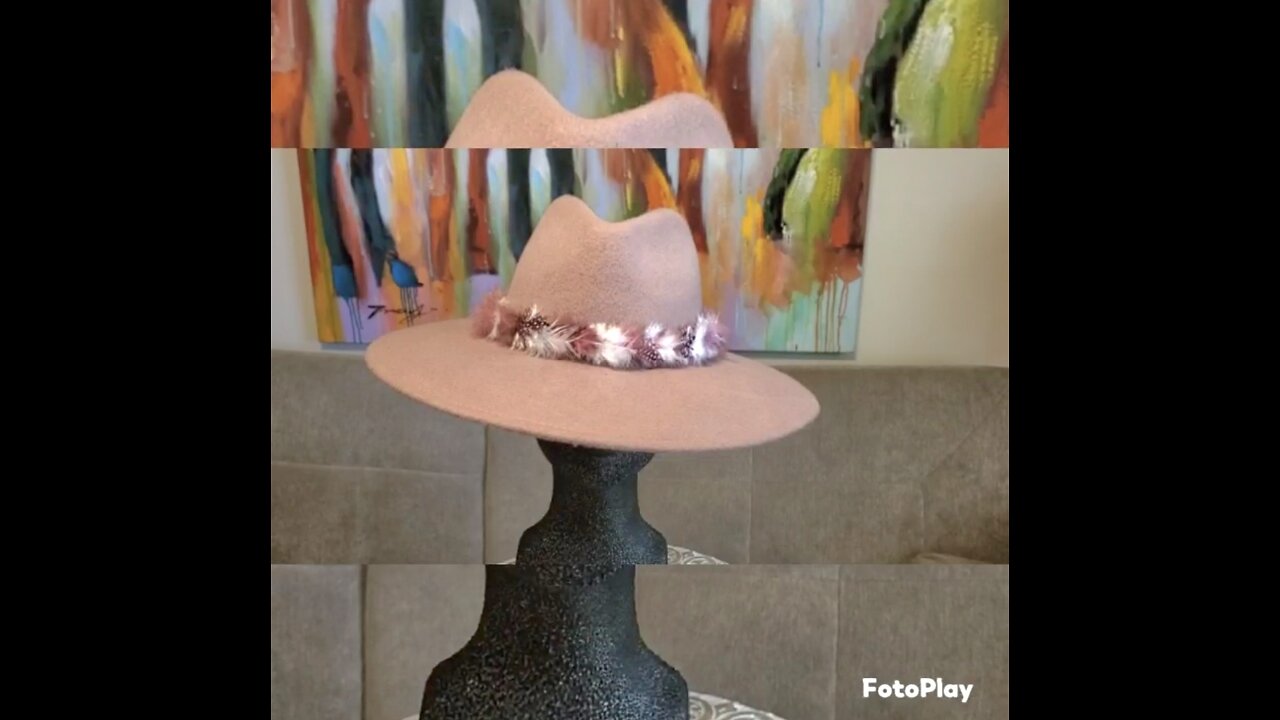 Glam Original showcasing "Pink Champagne" Feathered Hat Band