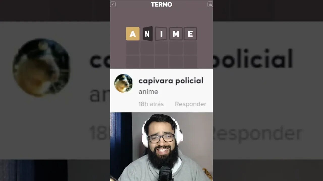 Comecei com a palavra ANIME no TERMO!