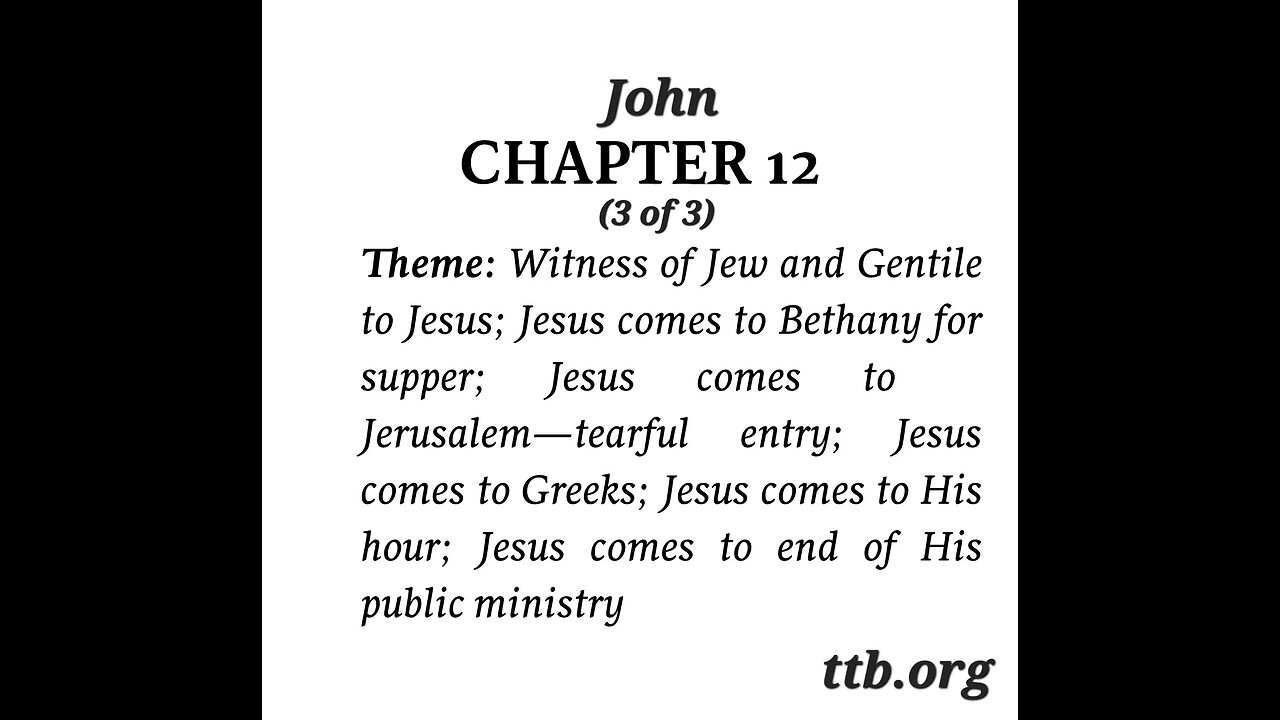 John Chapter 12 (Bible Study) (3 of 3)