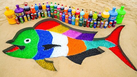 How to make Rainbow Mahi Mahi Fish with Orbeez, Big Chupa Chups, Coca-Cola vs Mentos & Popular Sodas