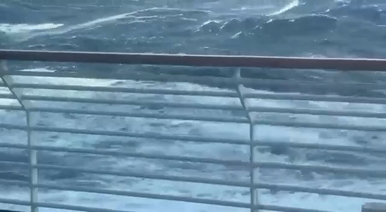 Passengers on the UK cruise ship 'Spirit of Discovery' caught in a storm where people were flying